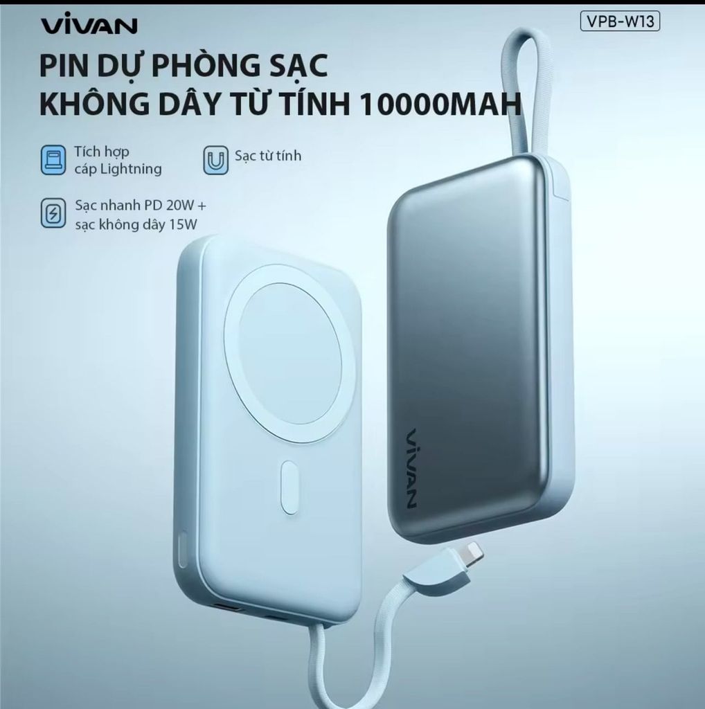 [C] ** Pin dự phòng không dây Vivan VPB-W13 kèm dây
