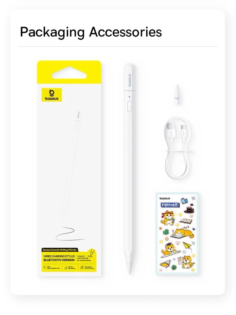 [C] Bút cảm ứng Baseus Smooth PS3 Air Wired Charging Stylus Bluetooth Version