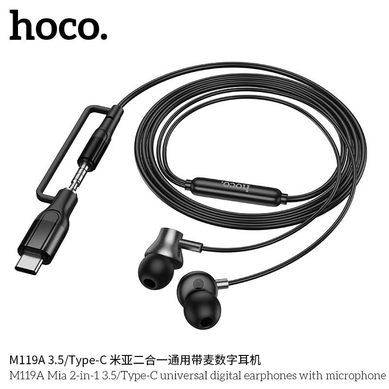 [C] Tai nghe dây Hoco M119A 2 in 1 cổng Type C