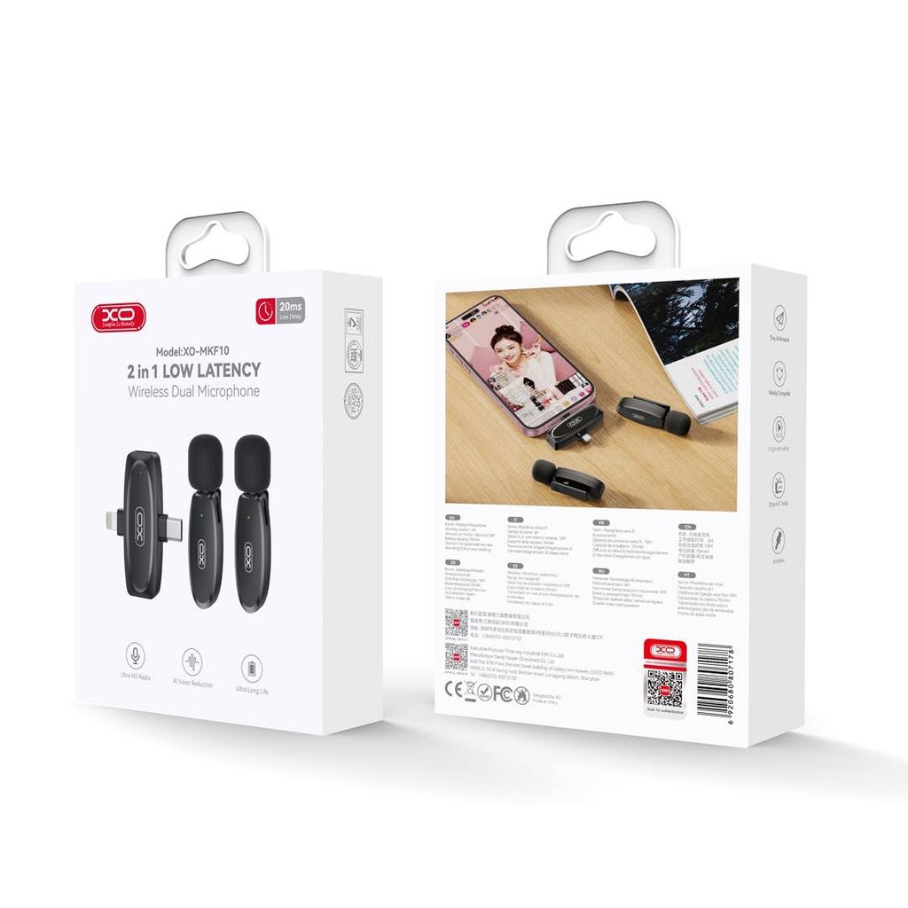 Micro cài áo XO MKF10 2 Mic Cổng Dual