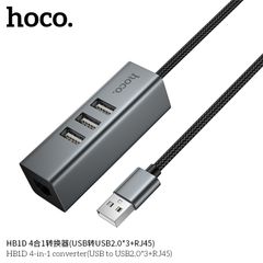 Hub USB sang 3U 2.0 + RJ45 Hoco HB1D