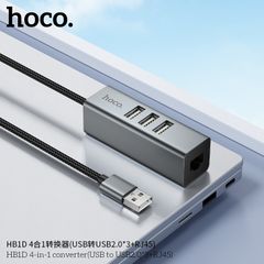Hub USB sang 3U 2.0 + RJ45 Hoco HB1D