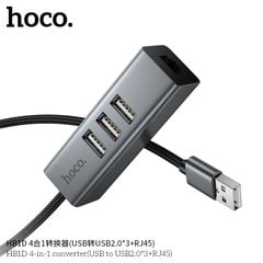 Hub USB sang 3U 2.0 + RJ45 Hoco HB1D
