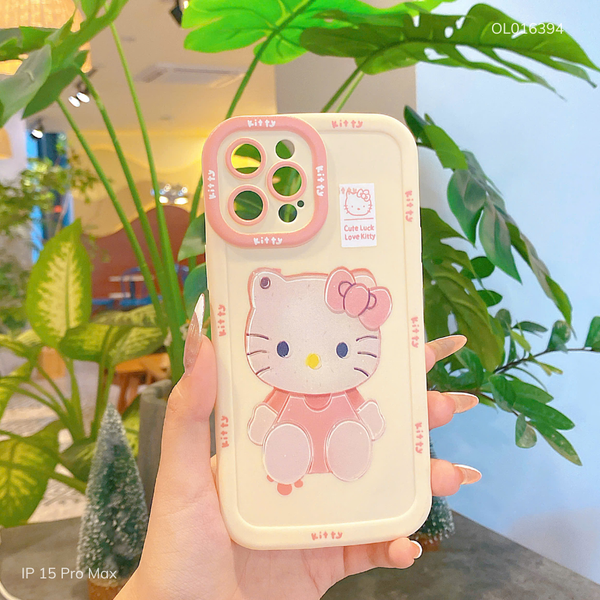 Ốp IP 15 Pro Max dẻo Hello Kitty viền kitty