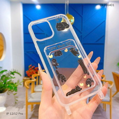 Ốp IP 12/12 Pro dẻo trong khe ví Little Black Cat
