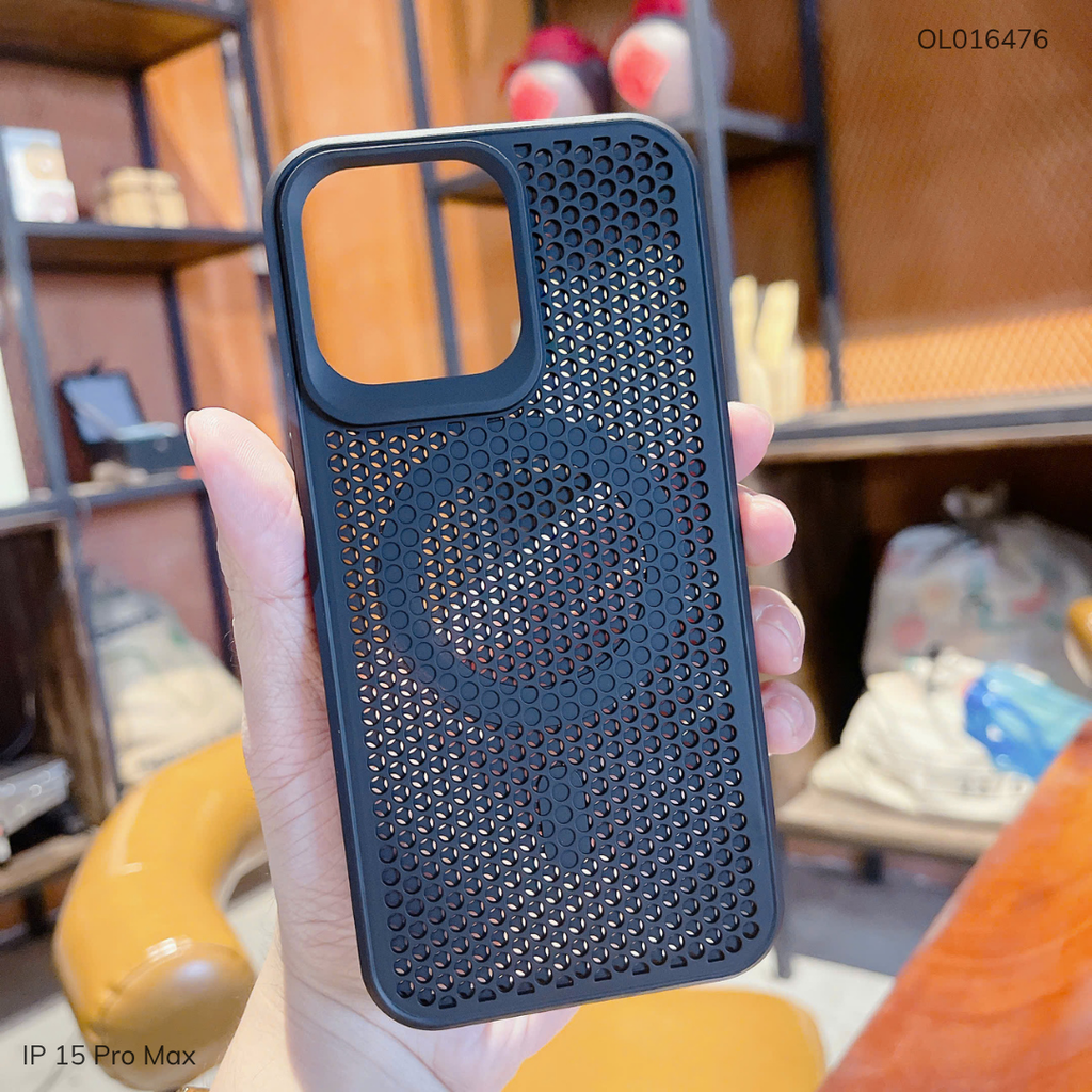 Ốp IP 15 Pro Max lưng cứng vân tổ ong tản nhiệt