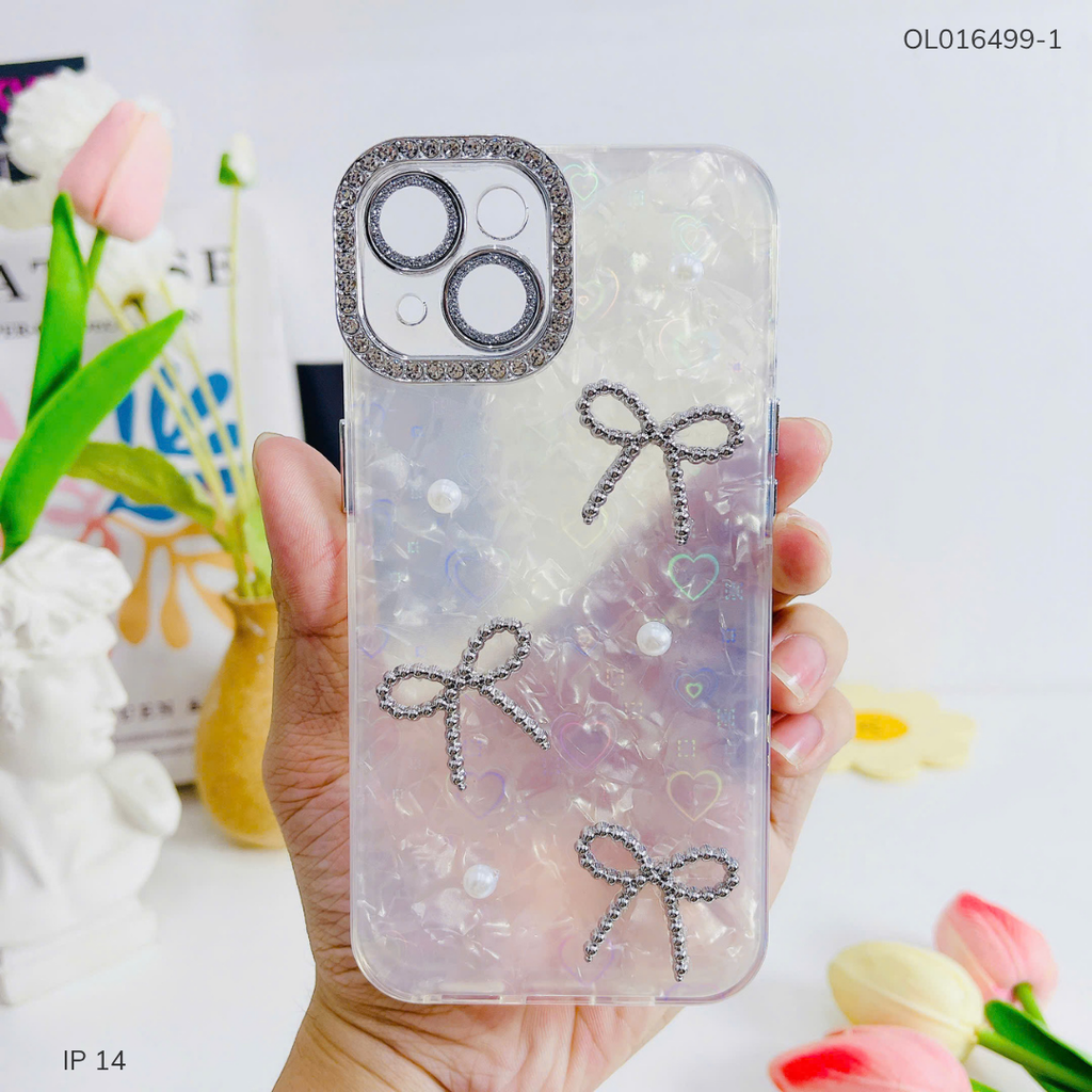 ** Ốp IP 14 6.1 lưng thạch anh tim 3D