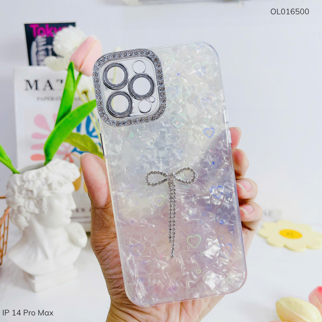 ** Ốp IP 14 Pro Max lưng thạch anh tim 3D