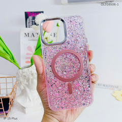 ** Ốp IP 15 Plus giả magsafe hạt kim tuyến