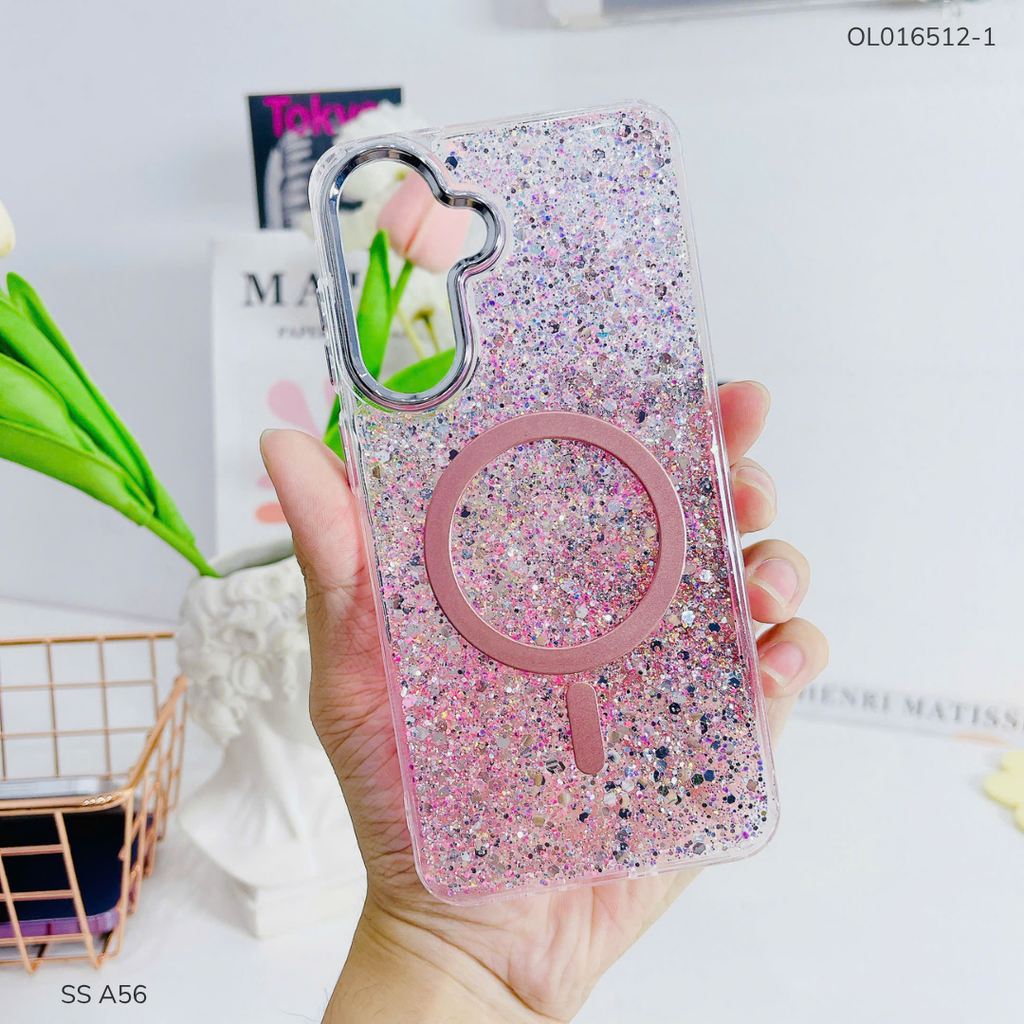 ** Ốp SS A56 giả magsafe hạt kim tuyến