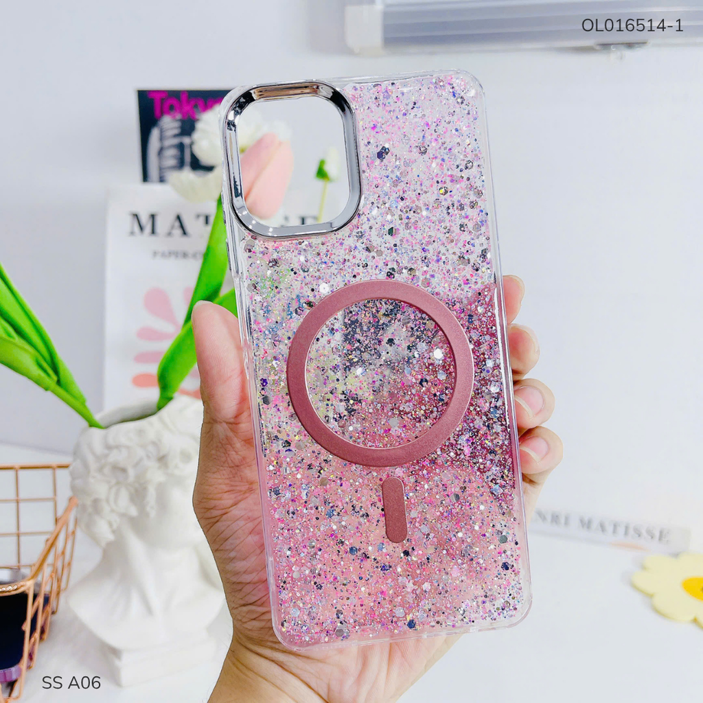 ** Ốp SS A06 5G giả magsafe hạt kim tuyến