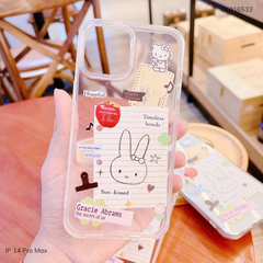 Ốp IP 14 Pro Max dẻo trong in hình thỏ Gracie Abrom