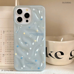 Ốp IP 15 Pro Max dẻo gồ ghề ngôi sao xanh trắng
