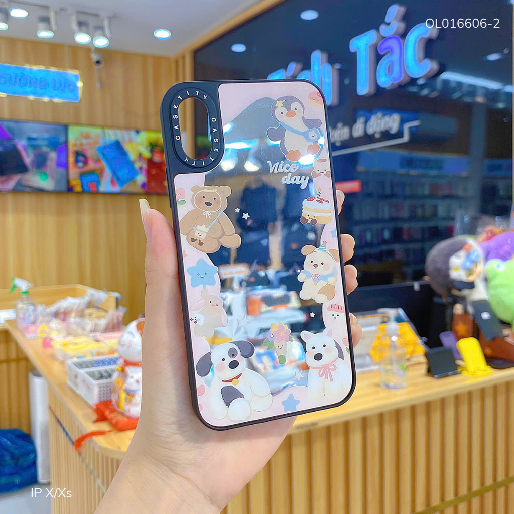 Ốp IP X tráng gương viền đen nhiều hình