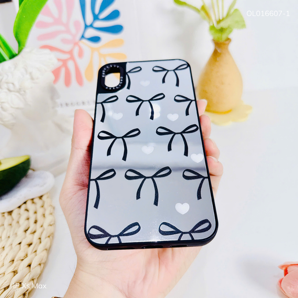 Ốp IP Xs Max tráng gương viền đen nhiều hình