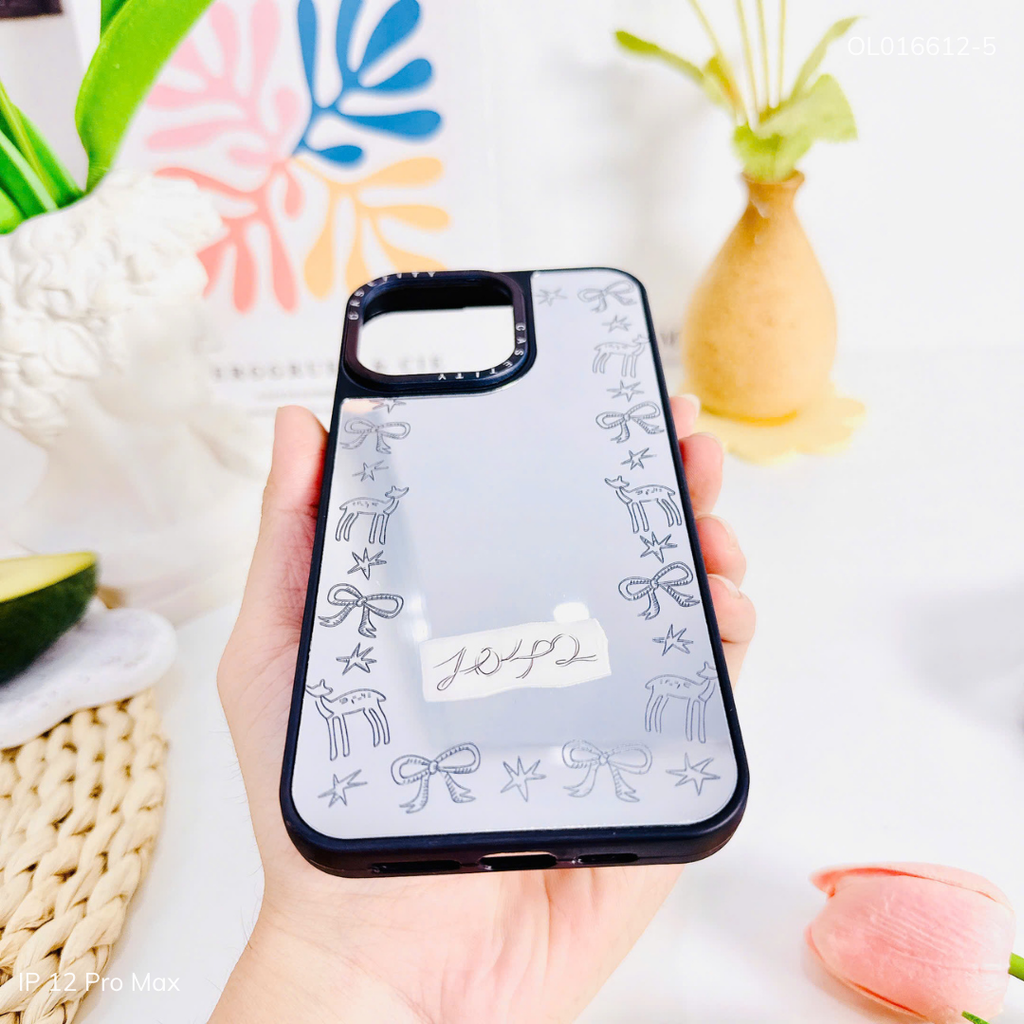 Ốp IP 12 Pro Max tráng gương viền đen nhiều hình