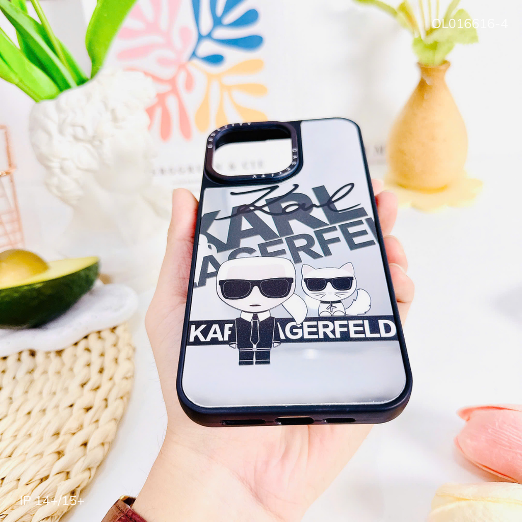 Ốp IP 14 Plus/15 Plus tráng gương viền đen nhiều hình