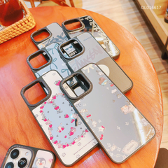 Ốp IP 14 Pro tráng gương viền đen nhiều hình