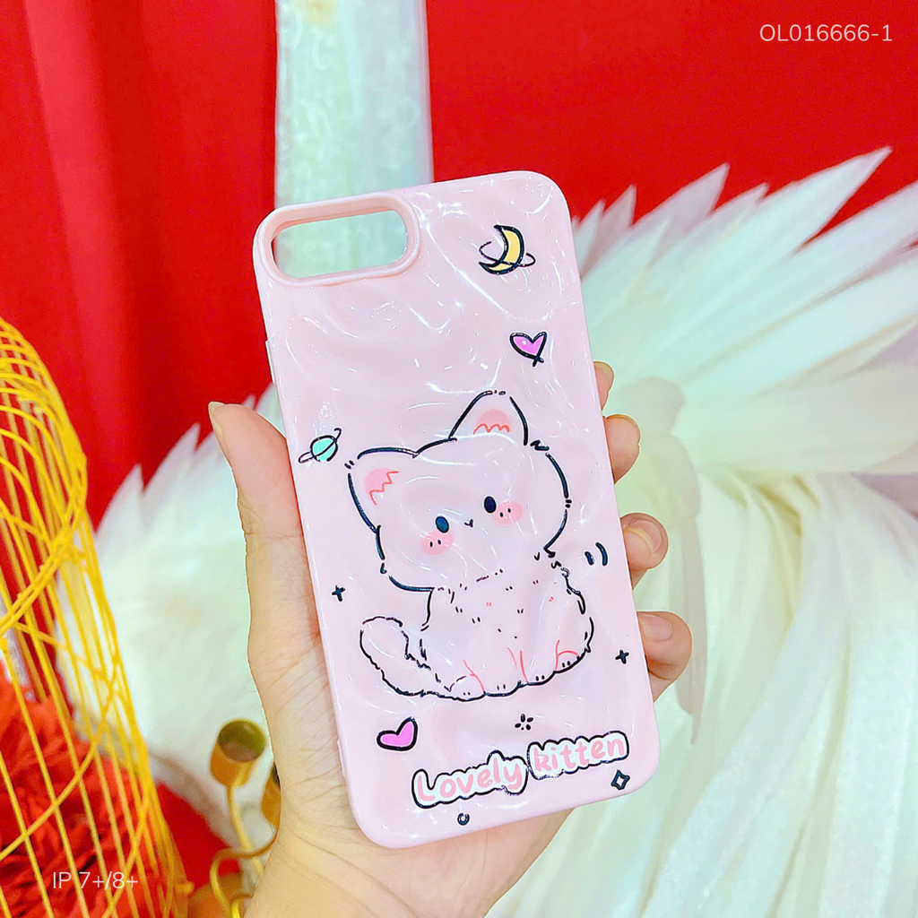** Ốp iPhone 7+/8+ dẻo gồ ghề mèo con Lovely Kitten