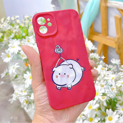 ** Ốp IP 11 6.1 dẻo vân đá nhám heo móc khóa treo