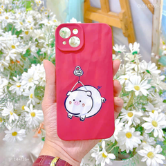 ** Ốp IP 14 Plus/15 Plus dẻo vân đá nhám heo móc khóa treo