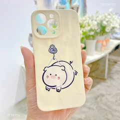 ** Ốp IP 15 Pro dẻo vân đá nhám heo móc khóa treo