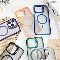 Ốp IP 11 Pro Max X-Level Magsafe nhám sọc đứng viền màu giá đỡ camera