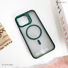 Ốp IP 14 Pro Max X-Level Magsafe nhám sọc đứng viền màu giá đỡ camera