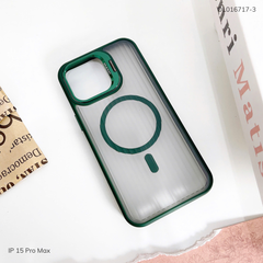 Ốp IP 15 Pro Max X-Level Magsafe nhám sọc đứng viền màu giá đỡ camera