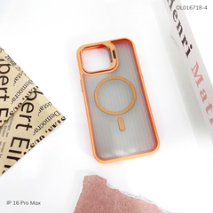 Ốp IP 16 Pro Max X-Level Magsafe nhám sọc đứng viền màu giá đỡ camera