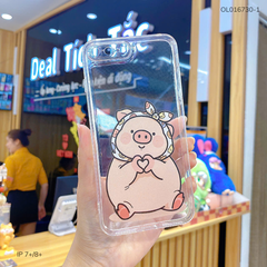 Ốp IP 7+/8+ dẻo trong in hình heo đội khăn