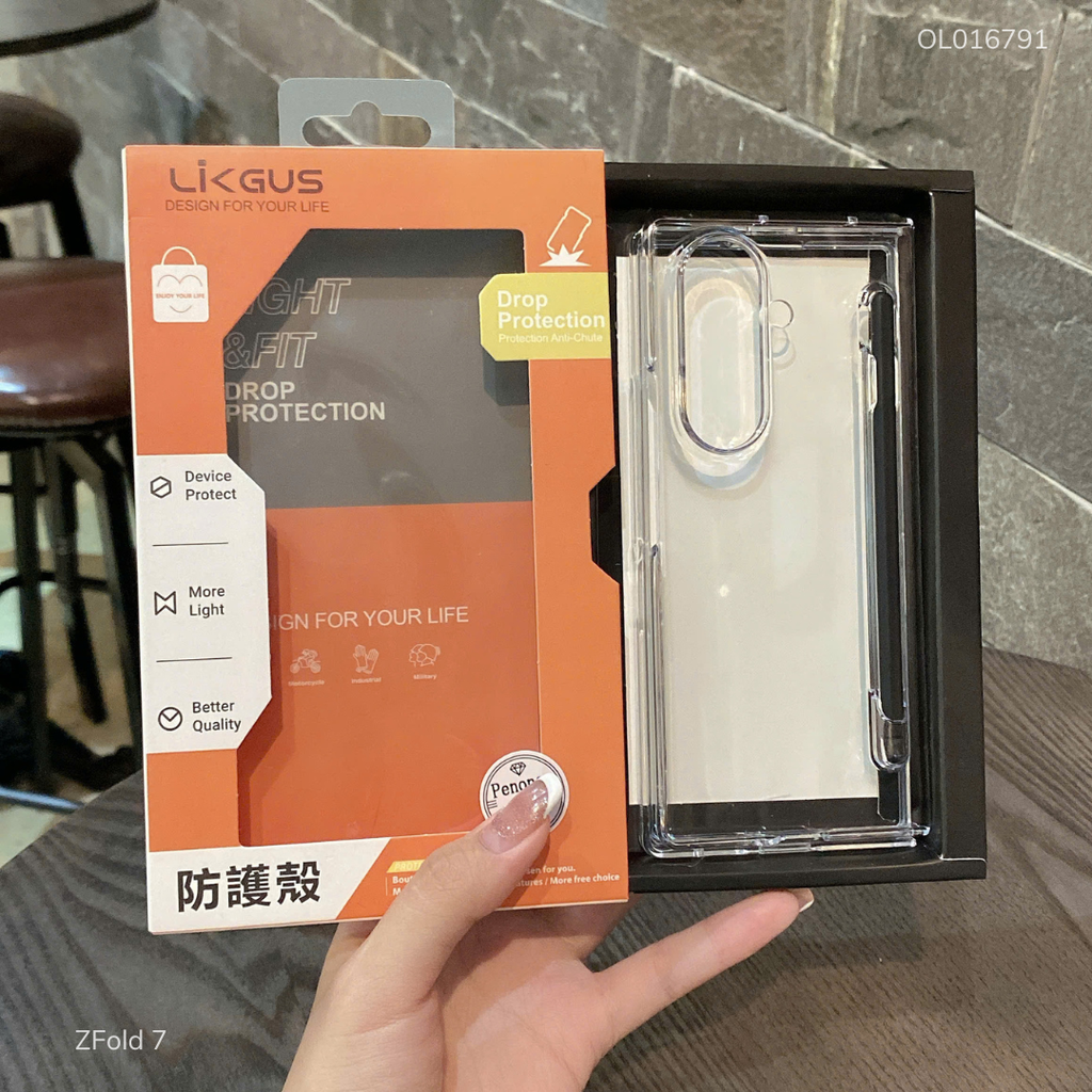 Ốp Zfold 7 Likgus lưng trong cứng viền cứng kèm bút