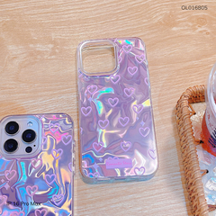Ốp IP 16 Pro Max vân đá 7 màu tim hồng Romantic Story