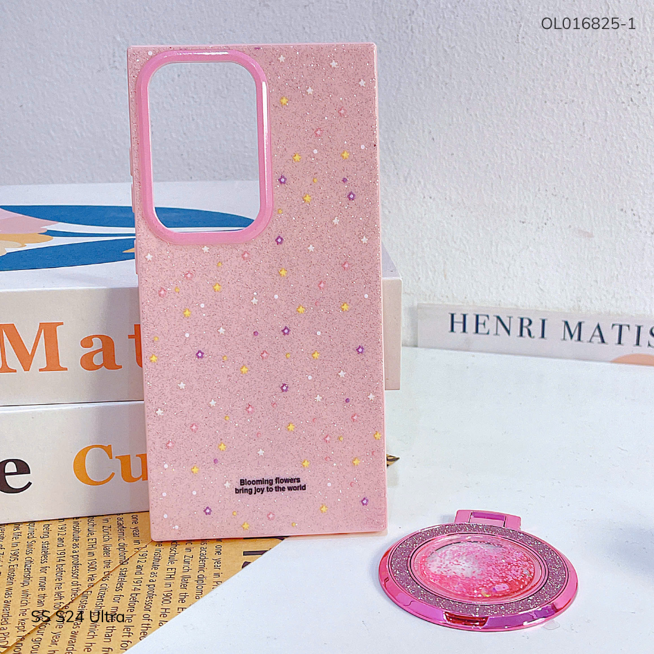 ** Ốp SS S24 Ultra lưng nhũ kim tuyến nhiều hình kèm giá đỡ rời