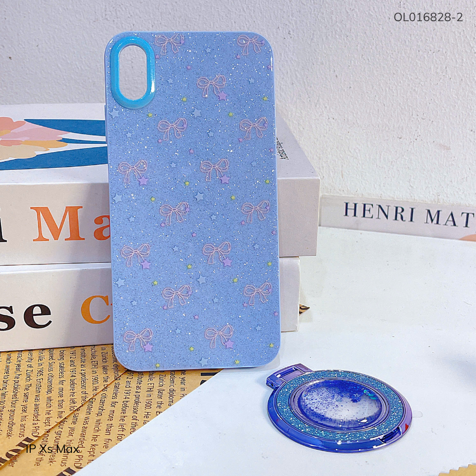 ** Ốp IP Xs Max lưng nhũ kim tuyến nhiều hình kèm giá đỡ rời