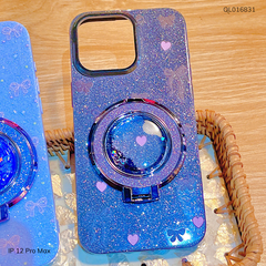 ** Ốp IP 12 Pro Max lưng nhũ kim tuyến nhiều hình kèm giá đỡ rời