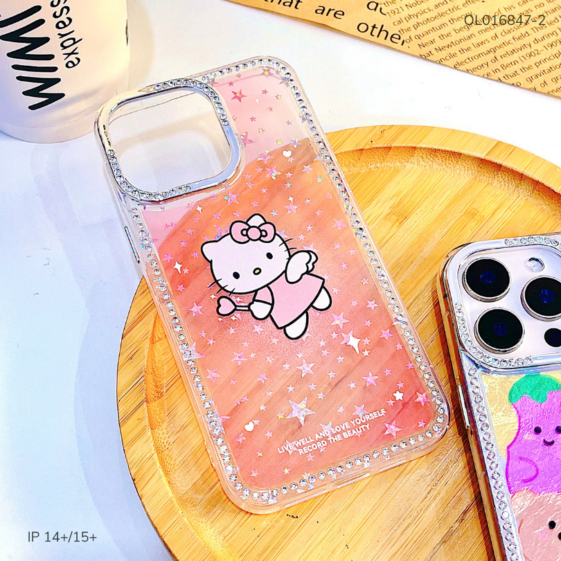 Ốp IP 14 Plus/15 Plus vân sóng đính hạt