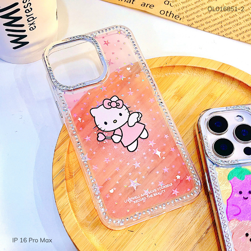 Ốp IP 16 Pro Max vân sóng đính hạt