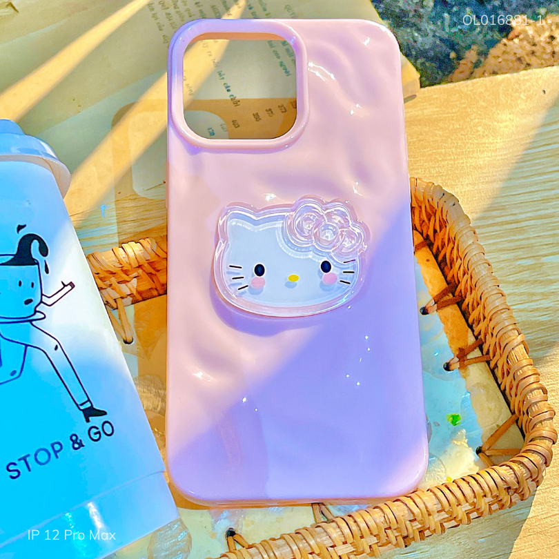 Ốp IP 12 Pro Max dẻo gồ ghề đính mặt Kitty