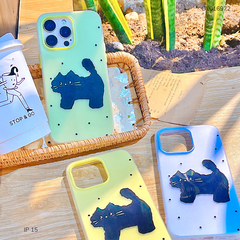 Ốp IP 15 6.1 2 lớp mèo đen chấm bi