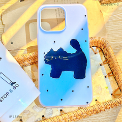 Ốp IP 15 Pro 2 lớp mèo đen chấm bi