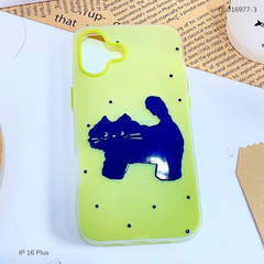 Ốp IP 16 Plus 2 lớp mèo đen chấm bi