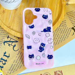 ** Ốp iPhone 16 Plus dẻo gồ ghề nhiều mèo đen Black Cat