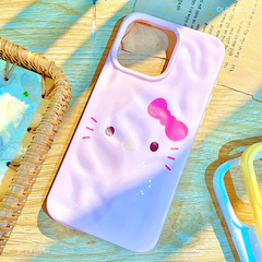 Ốp IP 14 Plus/15 Plus dẻo gồ ghề mặt Kitty nơ tím