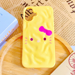 ** Ốp iPhone 16 6.1 dẻo gồ ghề mặt Kitty nơ tím