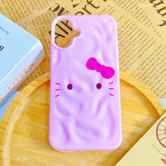 ** Ốp iPhone 16 6.1 dẻo gồ ghề mặt Kitty nơ tím