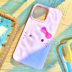 Ốp IP 16 Pro dẻo gồ ghề mặt Kitty nơ tím