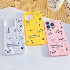 Ốp IP 14 Pro dẻo gồ ghề nét vẽ mèo How Can Cute