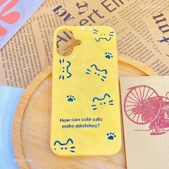 Ốp IP 16 Plus dẻo gồ ghề nét vẽ mèo How Can Cute