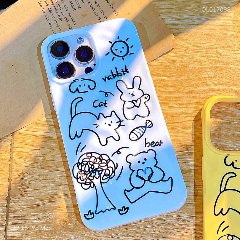Ốp IP 15 Pro Max dẻo gồ ghề nhiều hình rabbit - cat - bear